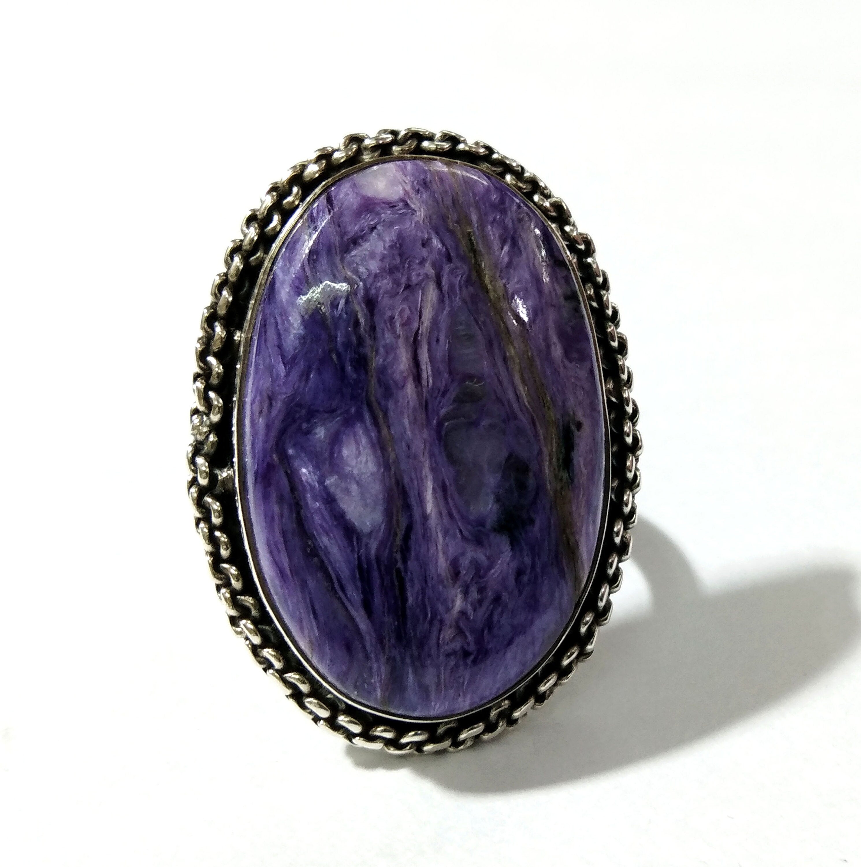 Natural Charoite Gemstone Ring, 925 Starling Silver Ring, Amazing Design Purple Color Charoite Stone Ring, Handmade Ring, For Girls & Women.